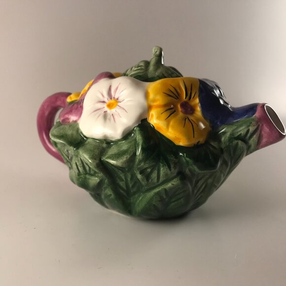 Hand Painted Floral Porcelain Decorative Teapot - Picture 1 of 7